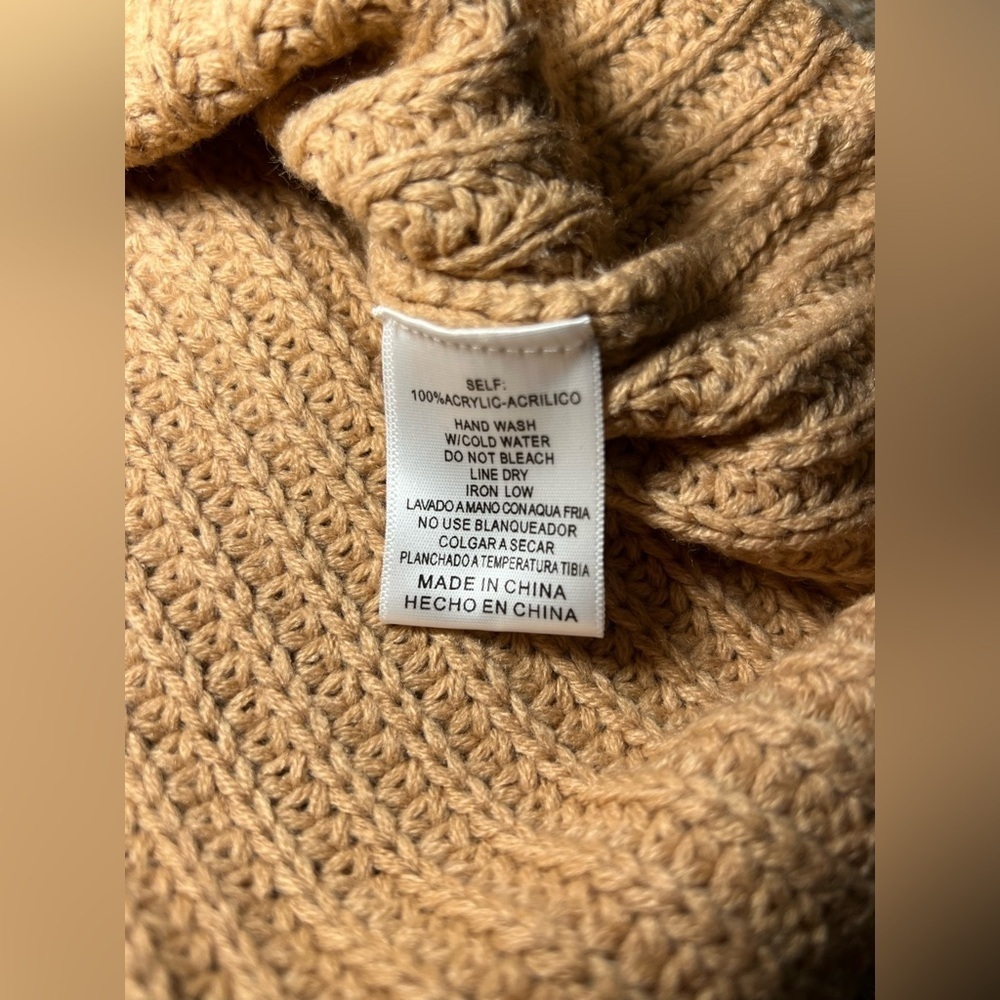 Vici Women's Chunky Knit Beige Sweater,Lantern Sleeves,Size M - Picture 9 of 9
